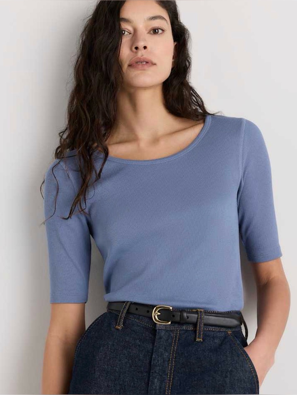 Quince micro rib cotton tee Medium organic cotton